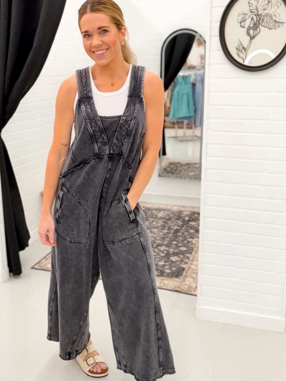 NWT Easel Mineral Wash Terry Knit Jumpsuit - L